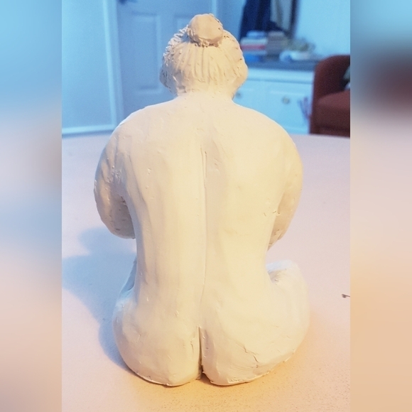 Seated Female Nude Clay Sculpture - Picture 3 of 8